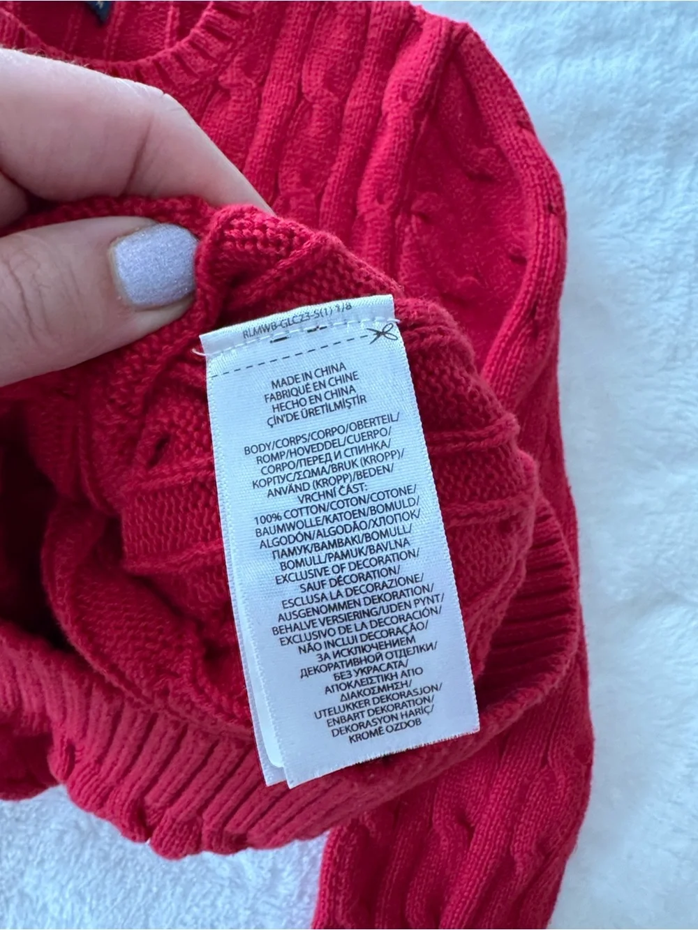 Ralph Lauren polo red knit crewneck long sleeve sweater size small (7/8)